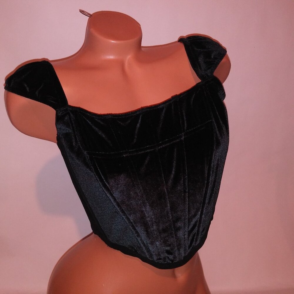Victoria’s Secret Velvet Bustier Corset Top • XL • Black • NWT